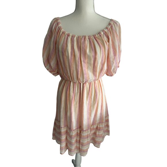 POOKIE & SEBASTIAN Striped Linen Blend Dress Size L - Picture 2 of 12